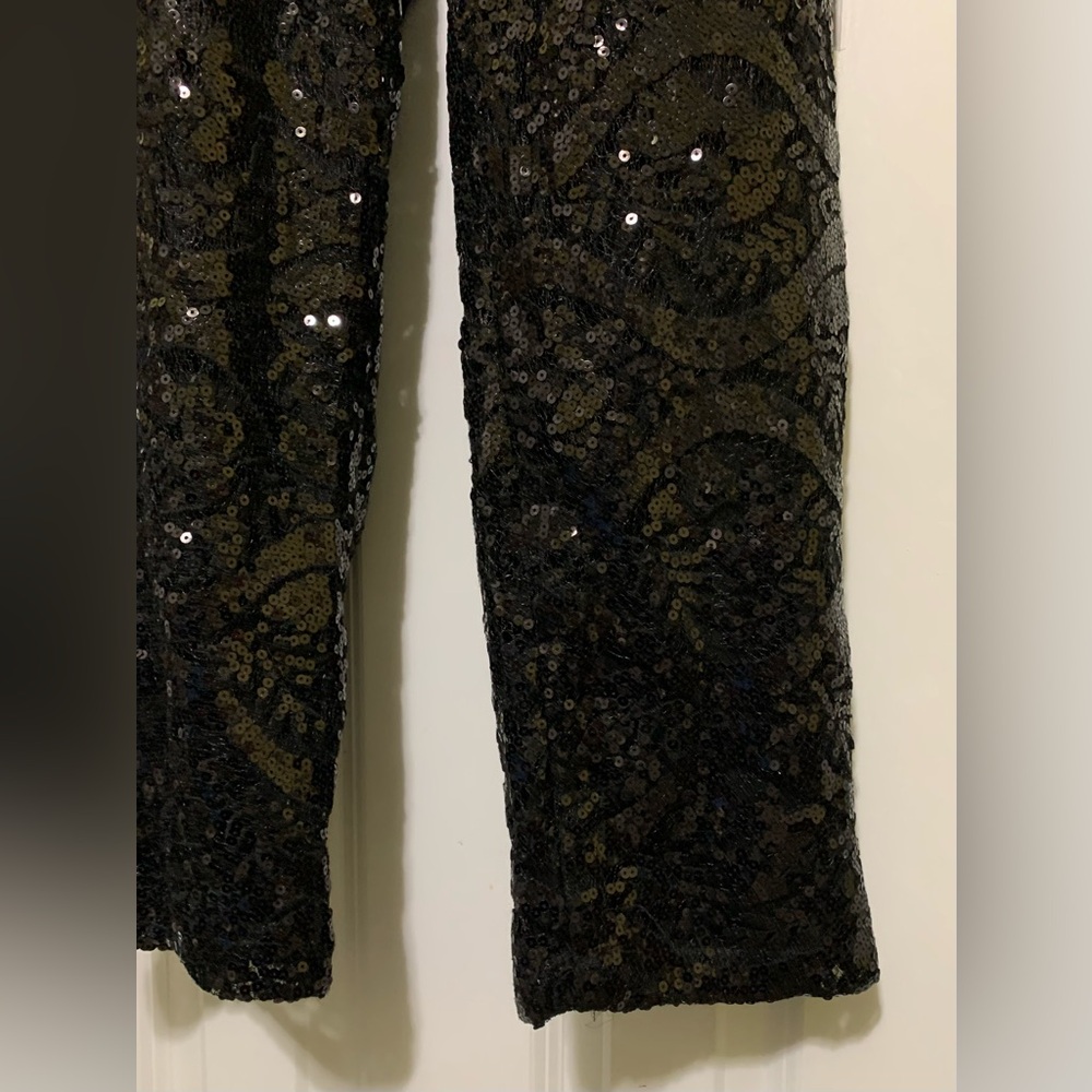 Full Sequin Jumpsuit Sparkly Fabulous CLOSET 8 Black Thin StrapPockets - Picture 3 of 13